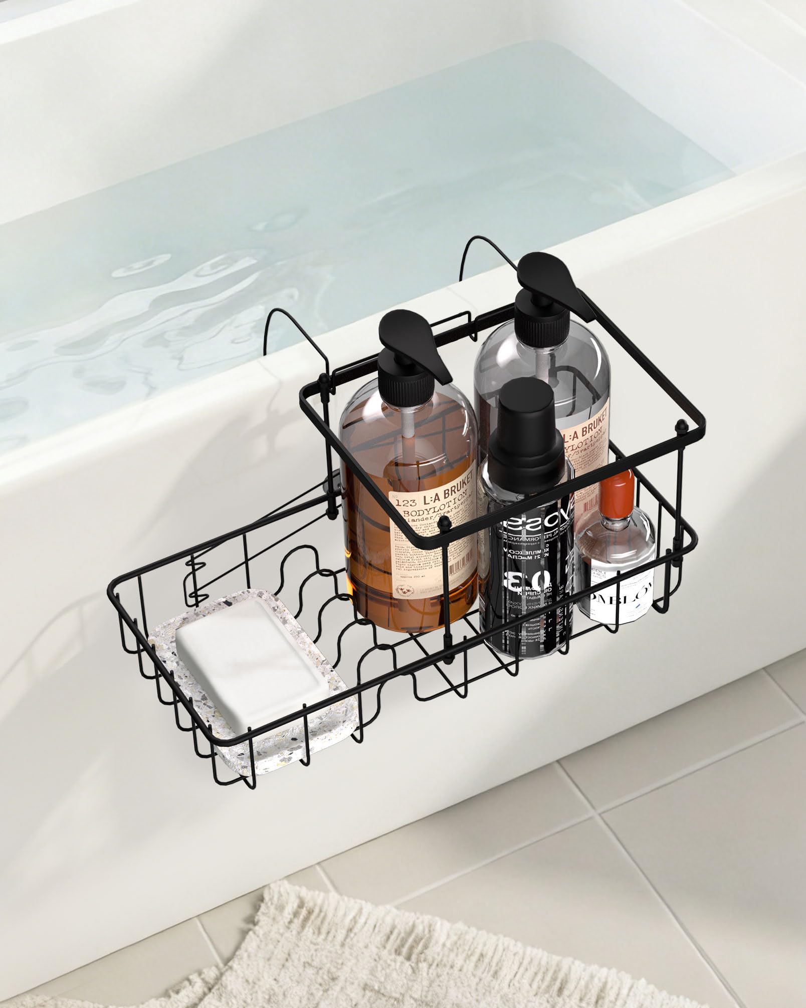 Rustproof Hanging Shower Caddy for Bathtub Stainless Steel Shower Caddy for Tub Side Hanging Shower Organizer Basket for