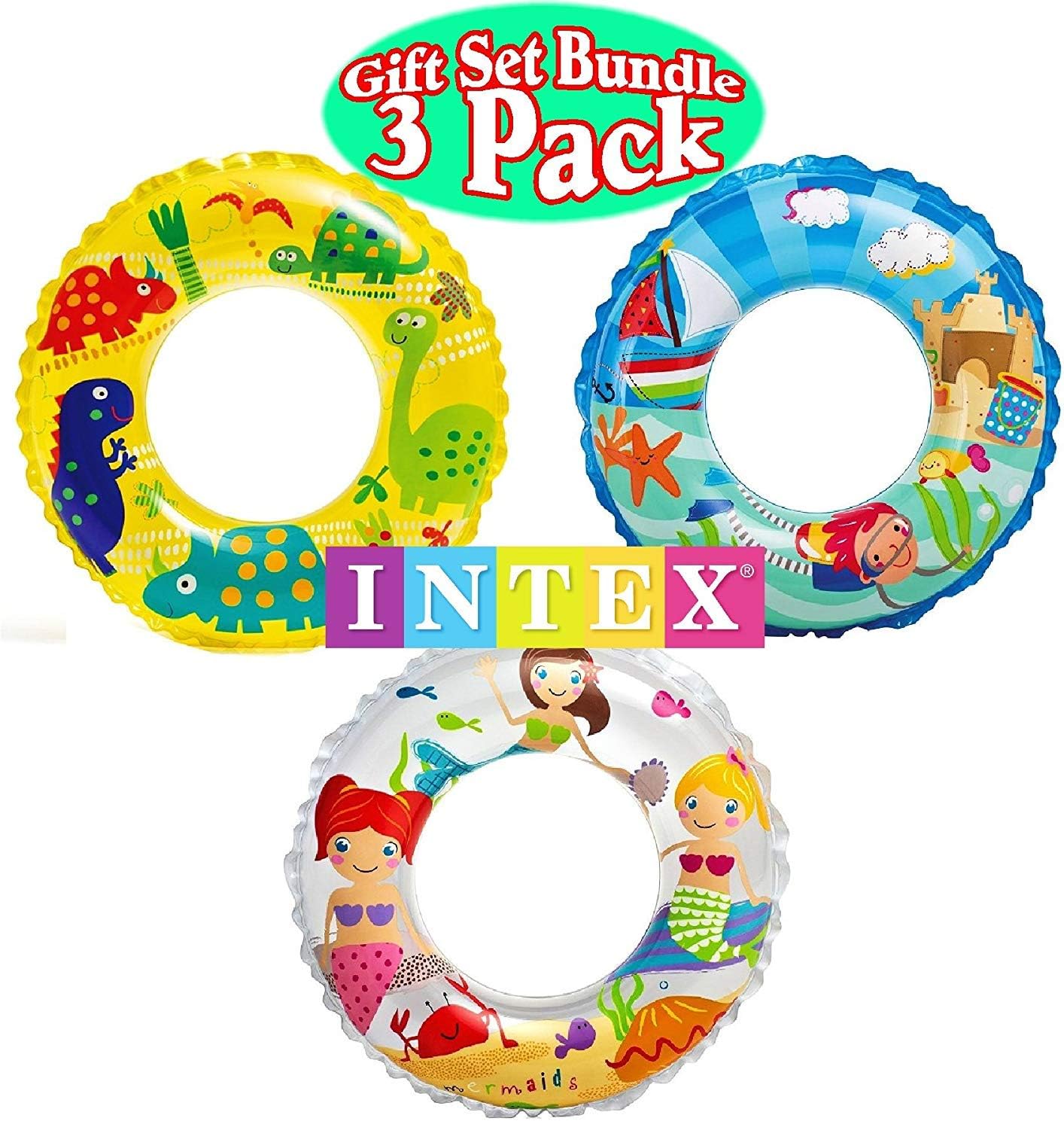 Intex Ocean Reef Transparent Swim Rings Dinosaurs,Mermaid