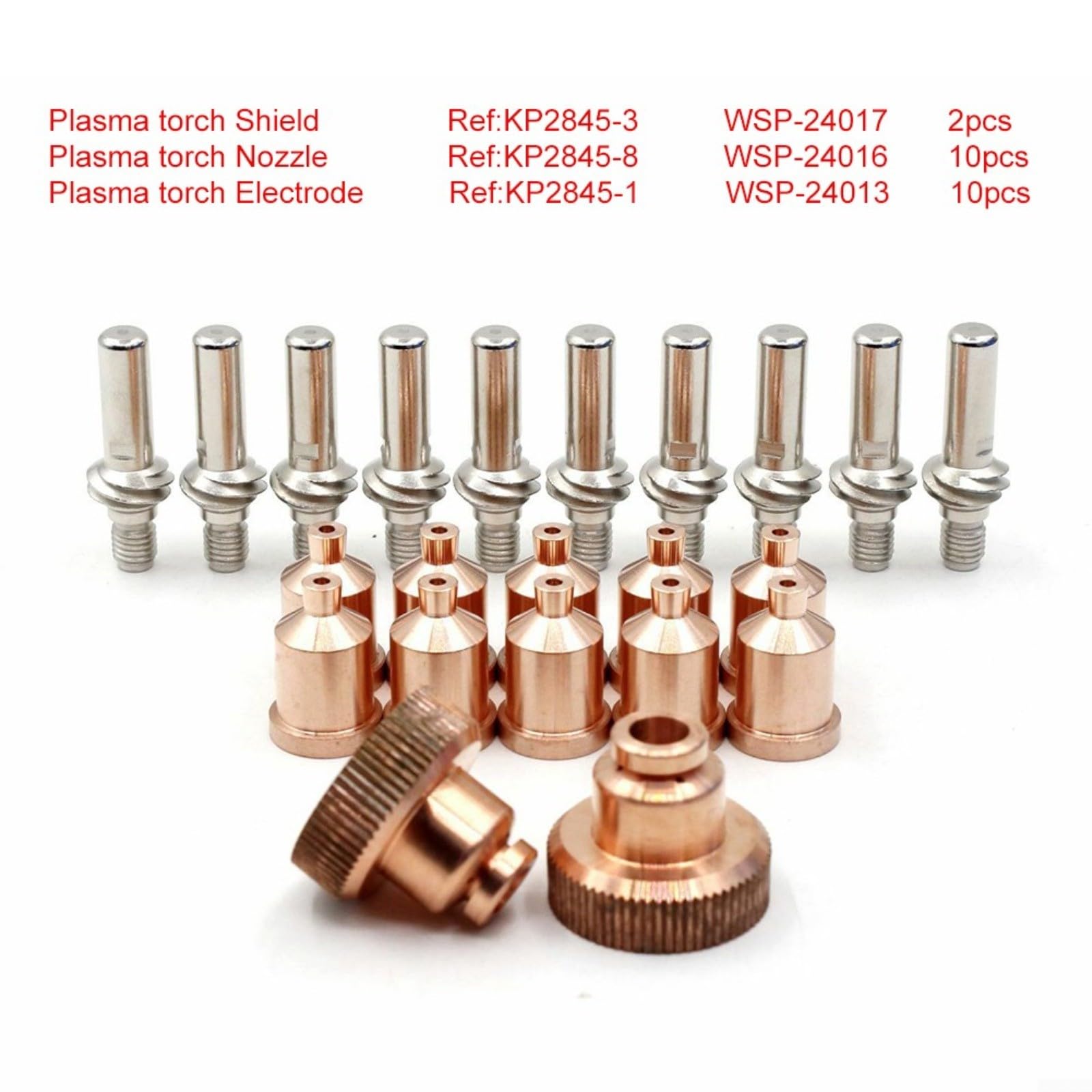 22-teiliges Plasma-Schneidbrenner-Verbrauchsmaterial Set, 1.7mm Düsen KP2845-8, Elektroden KP2845-1, Spitzen KP2845-3, kompatibel mit LC105 und für tomahawk 1538