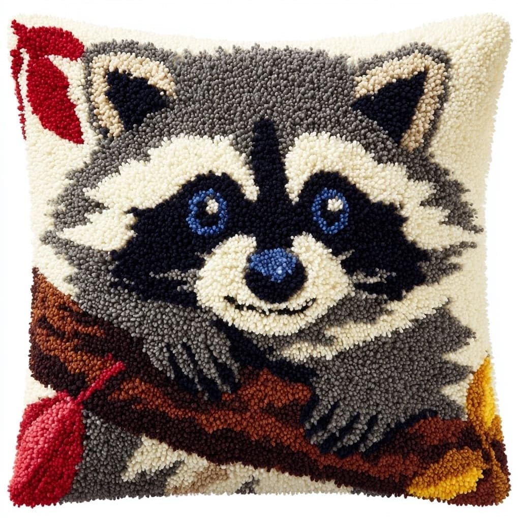 AxiangziK Latch Hook Cushion Kits for Adults,Animal Raccoon