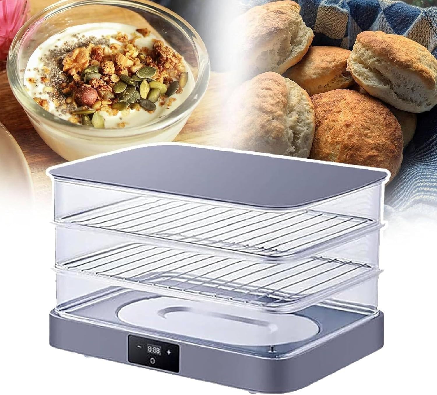 AWAYDD 40L Home Bread Proofing Box,Electric Dough Proofer Machine,with Adjustable Temperature,Timing and Humidity Control for Even Fermentation,Perfect for Home Use