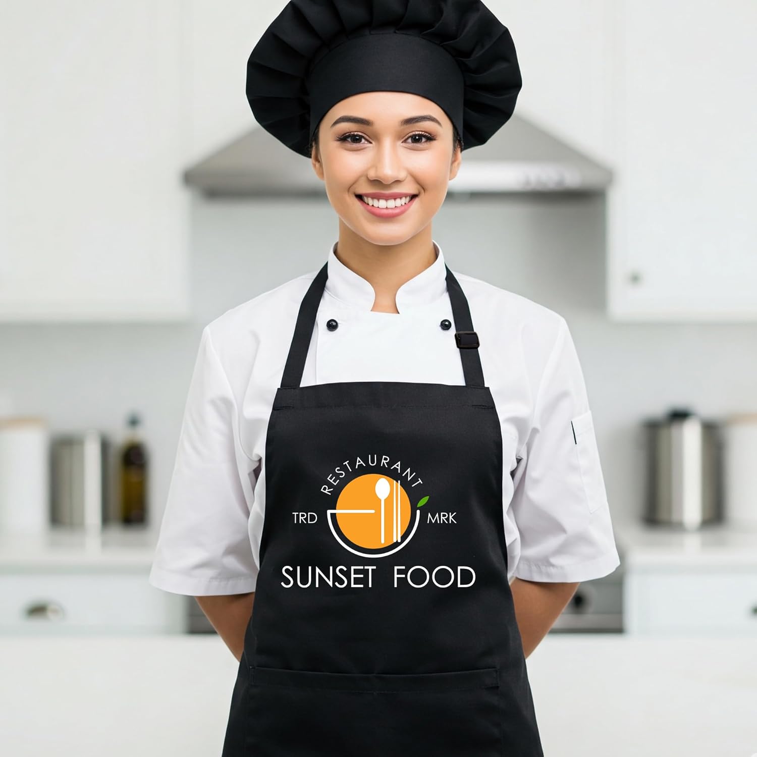 Custom Logo Apron, Personalized Name, Photo Aprons for Men&Women, Adjustable Waterproof Chef Bib with 2 Pockets, Professional Grilling Cooking Kitchen Apron, Customized BBQ, Baking Restaurant Gift - Image 6