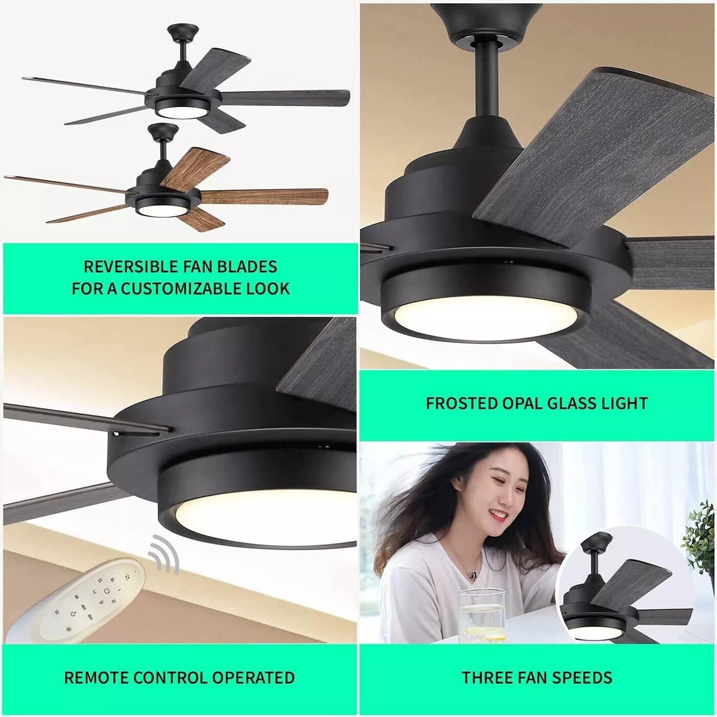 Crаzу Dеаlѕ Hearth Brands 52 Build-In Indoor Large LED Flush Mount Ceiling Fan with Remote Control & Reversible Blades, Frosted White Glass - Matte Black, 110118001