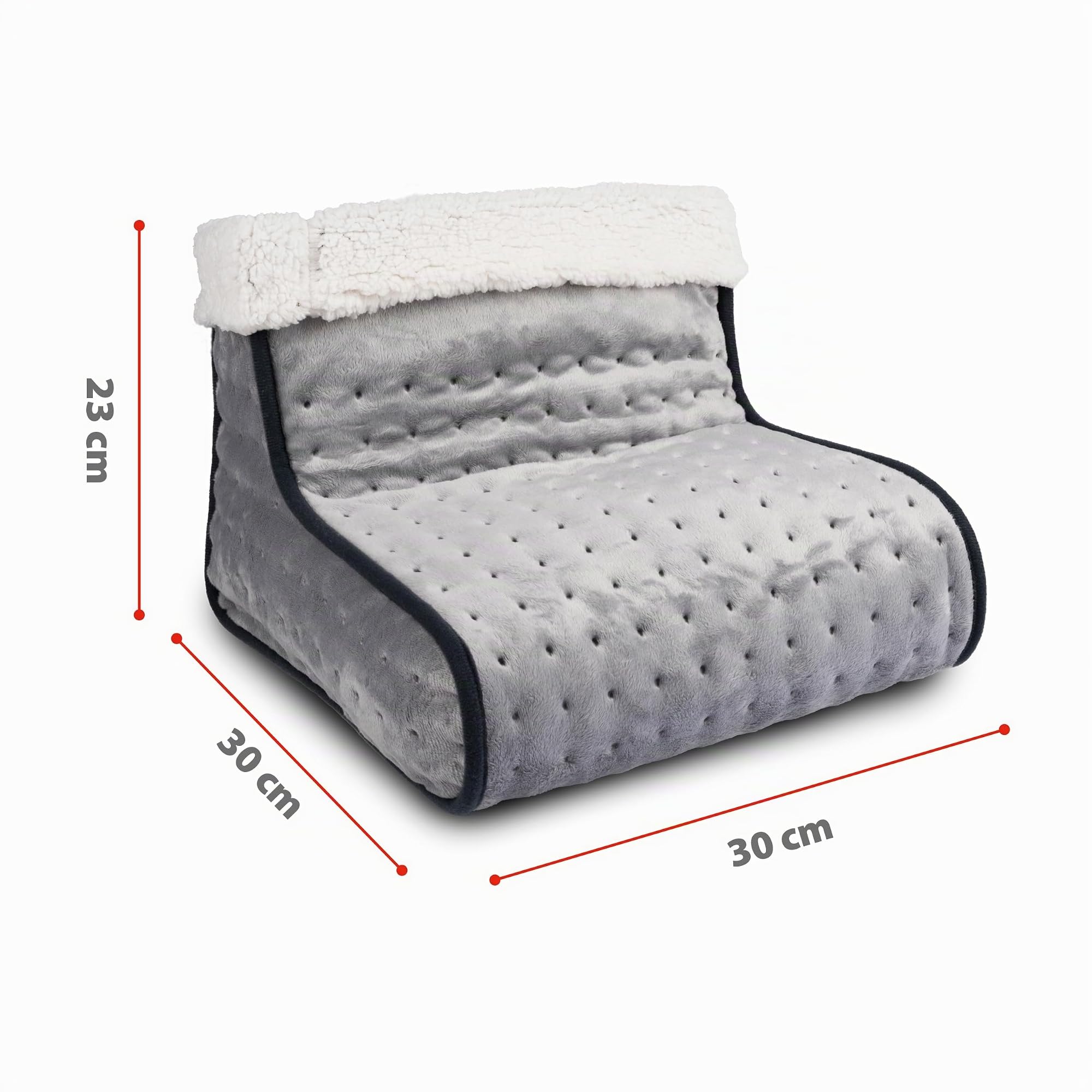 alpina Chausson Chauffant Electrique - Chauffe Pied Electrique Protection Contre la Surchauffe - Chaussons Chauffants Housse Intérieure Lavable - Bouillotte Pied 3 Réglages de Chaleur - Gris