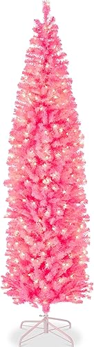 Miniatura 10 de Best Choice Products Árbol de Navidad blanco preiluminado, decoración artificial delgada de 6 pies con luces blancas incandescentes, árbol delgado