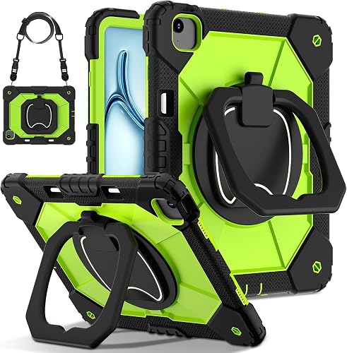 SUPERB. Ergonomic Kickstand Case for iPad Air 13 Inch (M2/M3/M4) (Black Yellow Green)