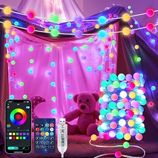 AUAUY Smart USB LED Kugel Lichterkette Innen, 10m 66 LED, mit Fernbedienung