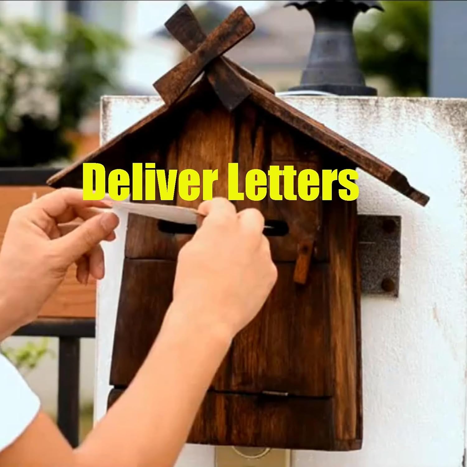 Handmade Wooden Windmill Wall Mounted Mailboxes Outdoor Rainproof Mailbox Classic Old Vintage Mailboxes for Villa Garden Roadside