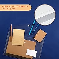 Vista 4 de Paquete de 10 sobres de plástico transparente con cierre a presión y bolsillo para etiquetas, sobres de polietileno reutilizables impermeables