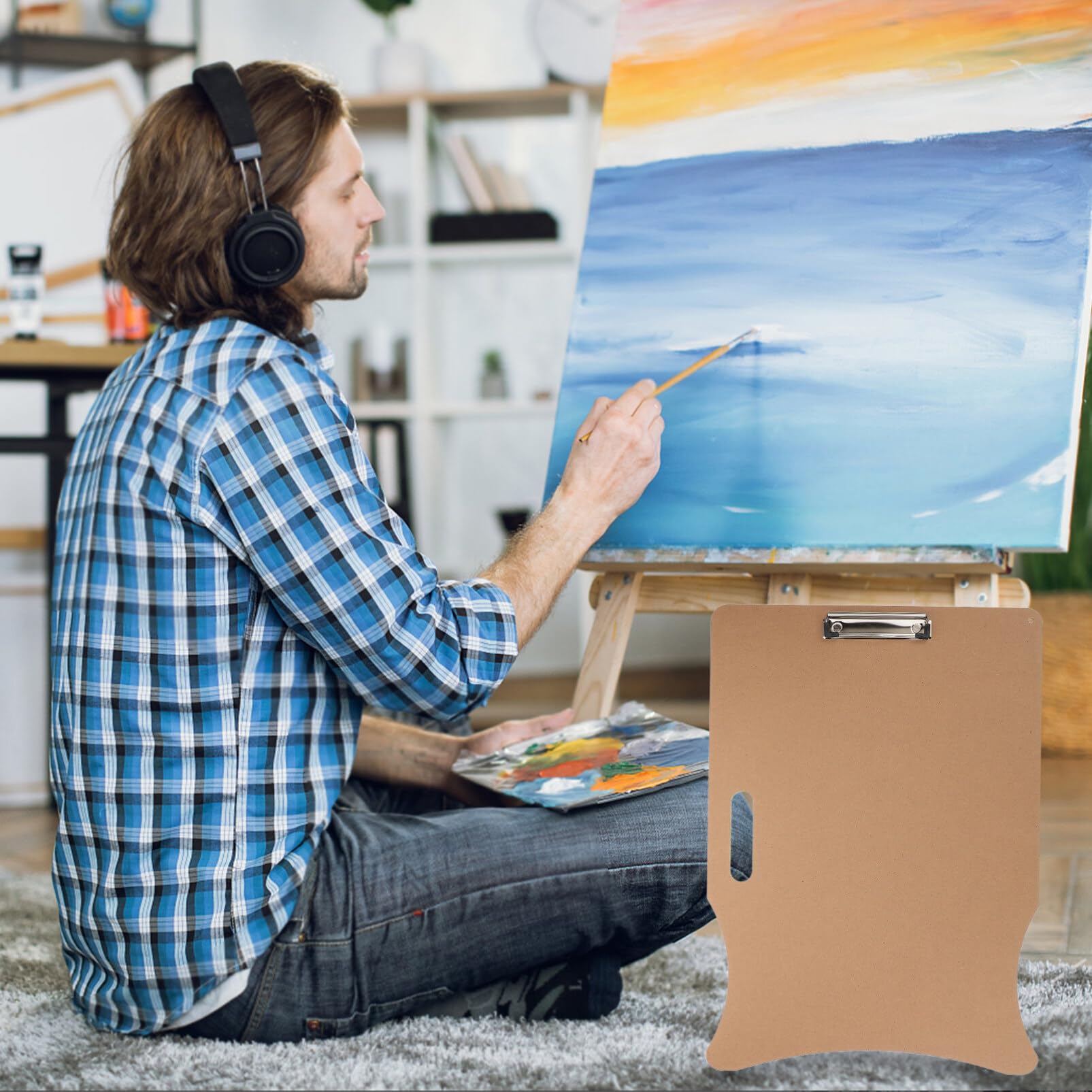 Operitacx Tablero de Dibujo Portátil con Clip para Artistas para Dibujar Casa o Viajar de Madera Ligero para Bocetos