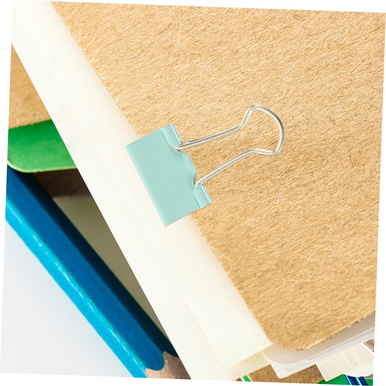 WOONEKY 5pcs Small Binder Clips 25mm Green Metallic Paper Clips for Office Document Organization Portable for School and Home Use image 3