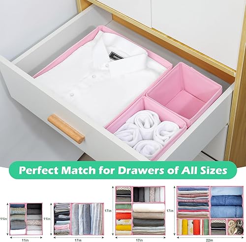 Miniatura 4 de Organizador de ropa con cajones, paquete de 16, separadores de cajones de ropa interior de 3 tamaños, organizador de armario plegable de tela para