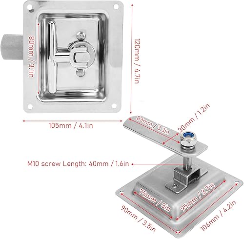 Miniatura 3 de Pestillo plegable con mango en T, cierre de caja de herramientas altamente pulido a prueba de herrumbre para tiendas de maquinaria móvil, campistas