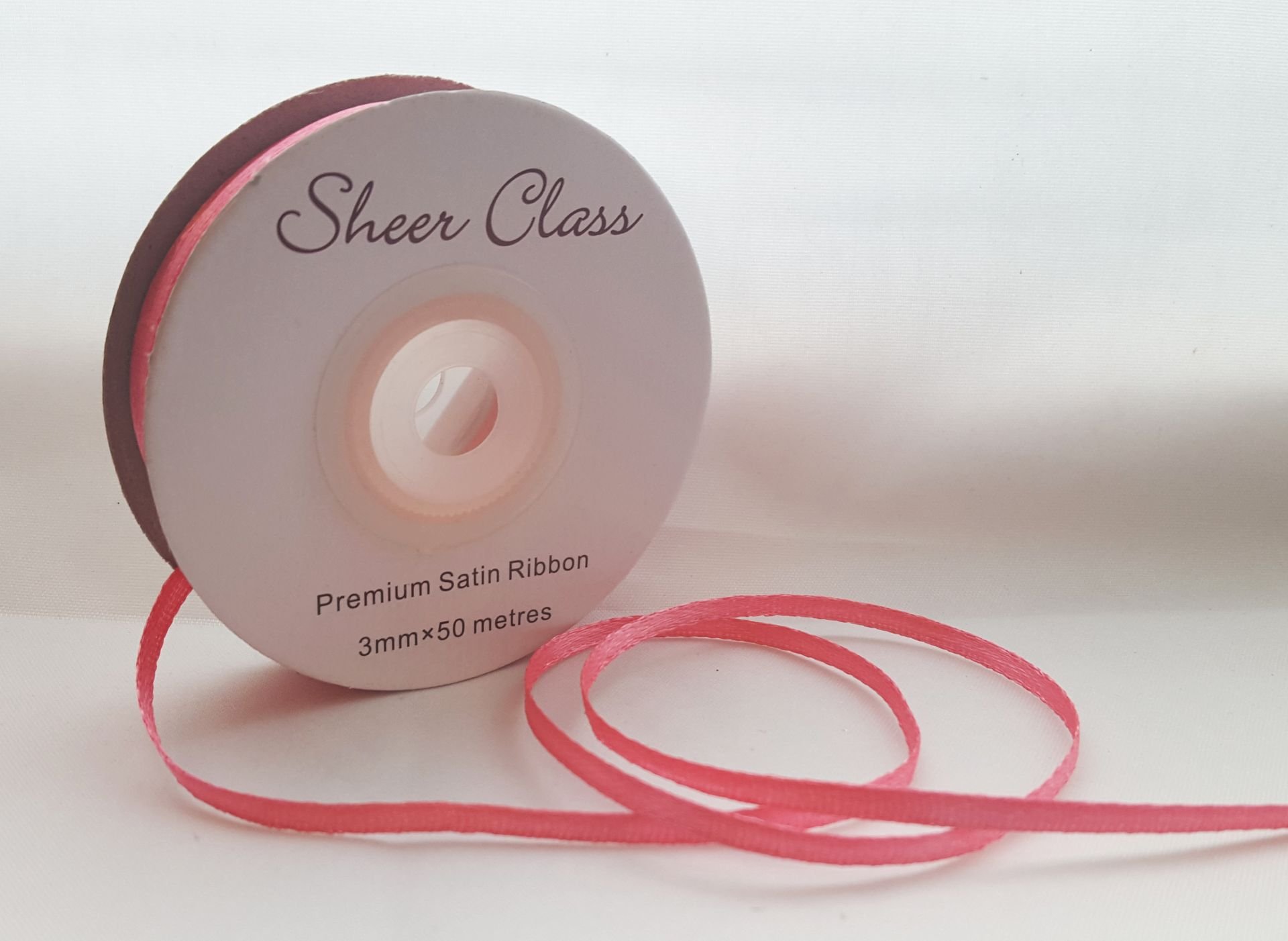 Sheer Class Pink,Rose 3Mm Double Sided Satin Ribbon Rose Pink 50M