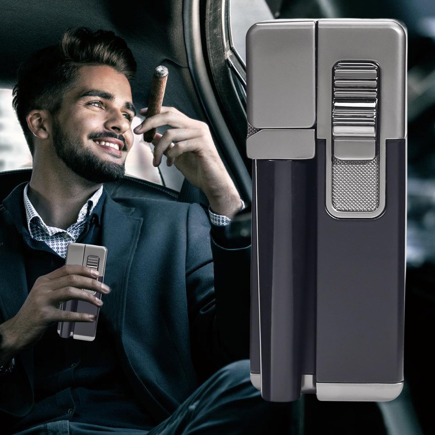 Aufblasbares Feuerzeug Metall - Winddichtes 2-in-1 Feuerzeug Mit Drehbarer Pfeife