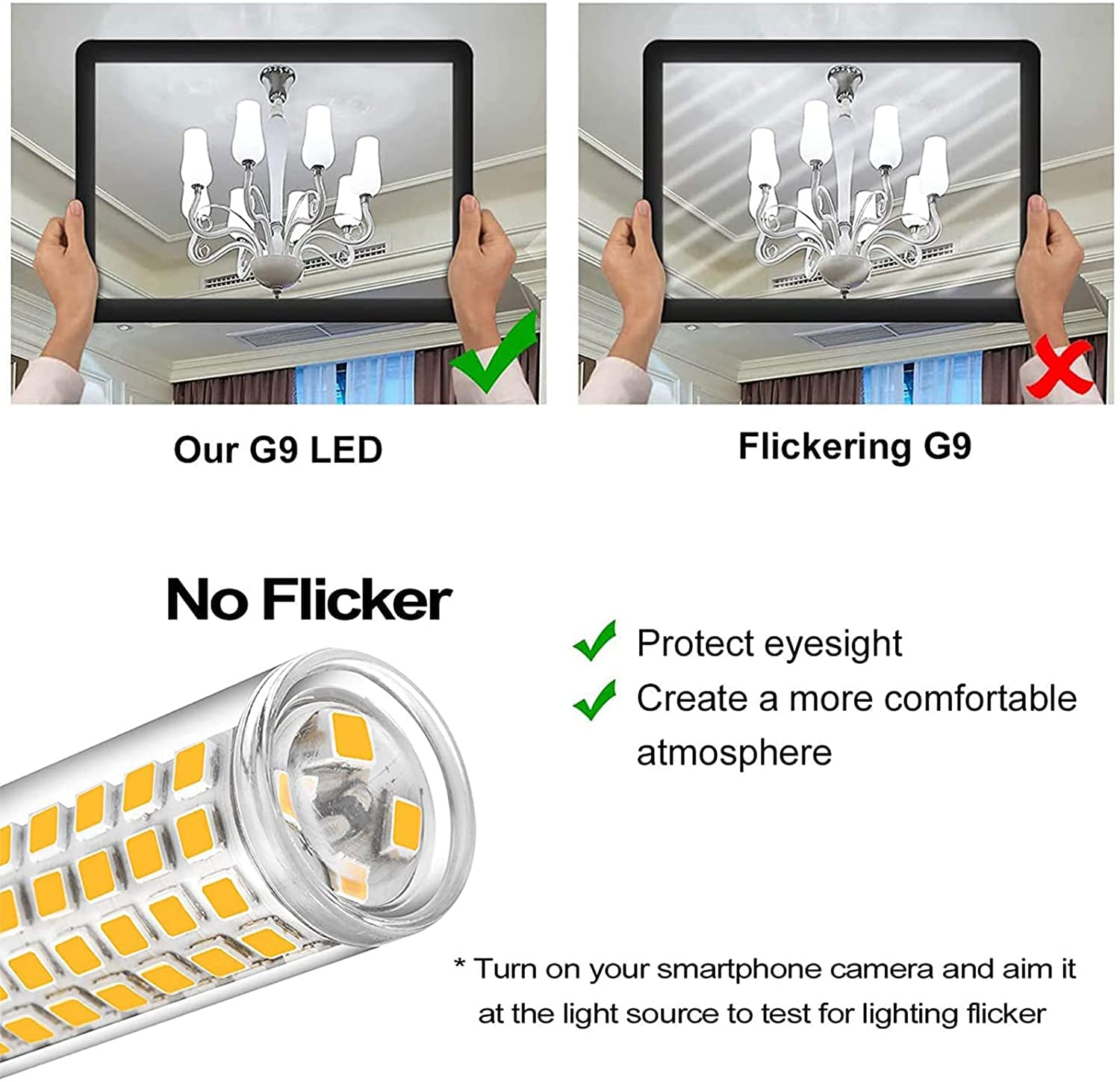 G9 Bombillas LED Regulable, 15W (equivalente a halógeno de 120W) 1500LM 136LED Beads AC 220V Bombilla de maíz LED para lámpara de araña Iluminación del hogar, Haz de 360 grados,Warm white,6 Pack