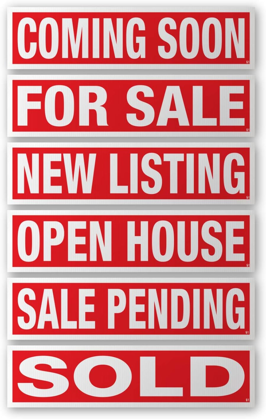 VSE | Real Estate Sign Rider Kit, 6x24 Inch | Sold, Coming Soon, New Listing, Open House, For Sale | Double-Sided 4mm Corrugated Plastic (6 pcs)