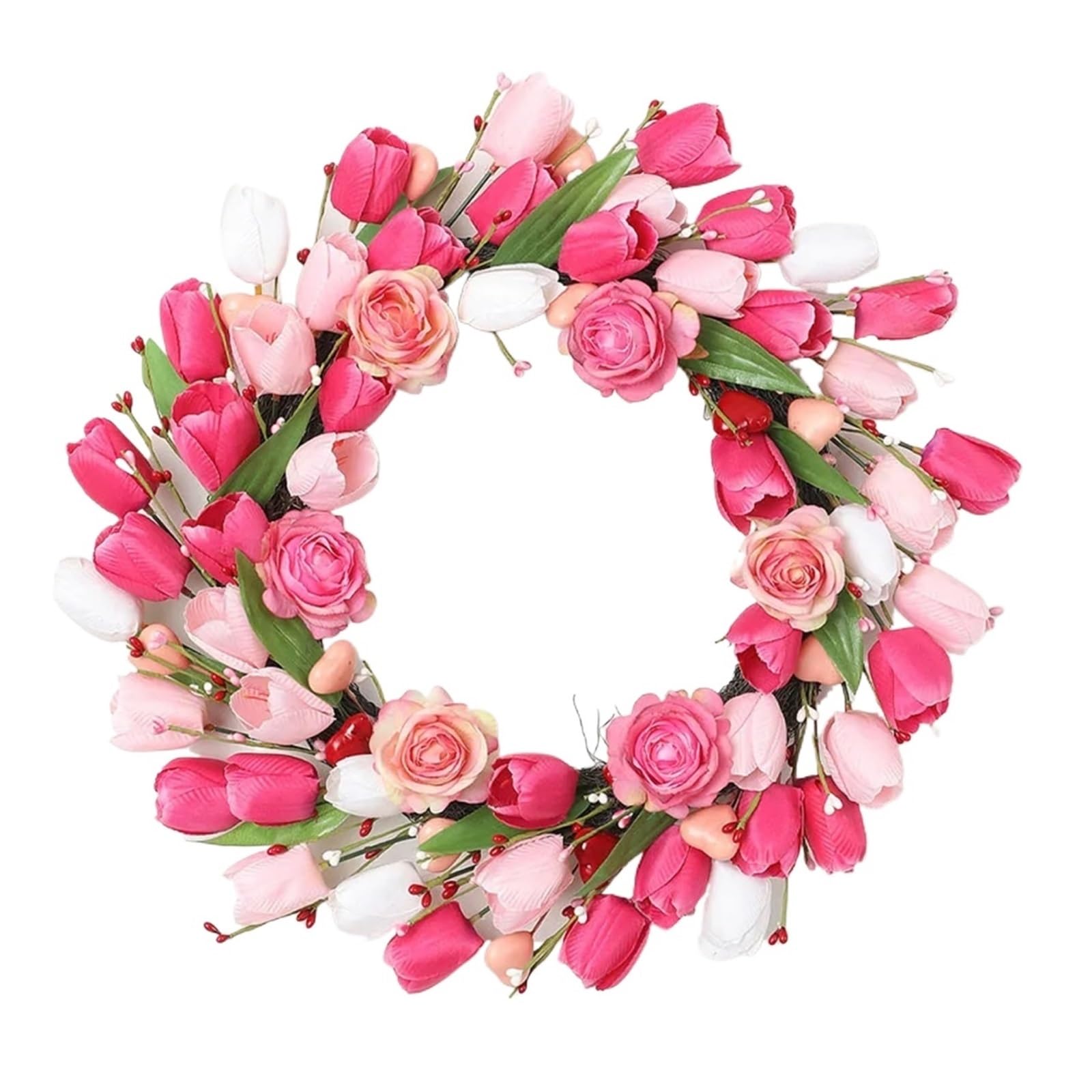 Door Wreath A 45cm Tulip Wreath Simulation Easter Egg Revival Pendant For Spring White Silk Flower Decoration