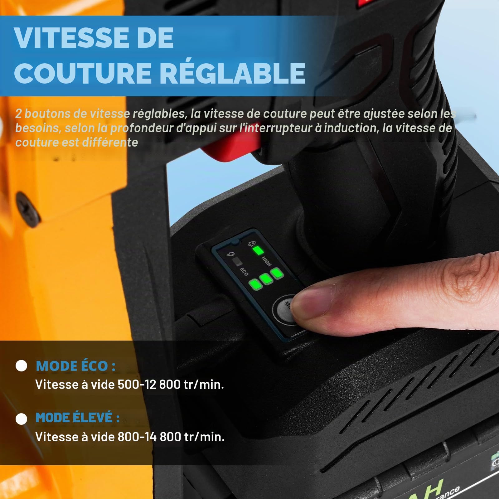 MXBAOHENG Machine à Coudre Closer Stitcher avec 2 Batterie 18 V 5200 mah Sac d'emballage électrique couture machine à vitesse réglable 500-14800RPM riz/sac/tissé/papier/sacs en plastique GK9-900D