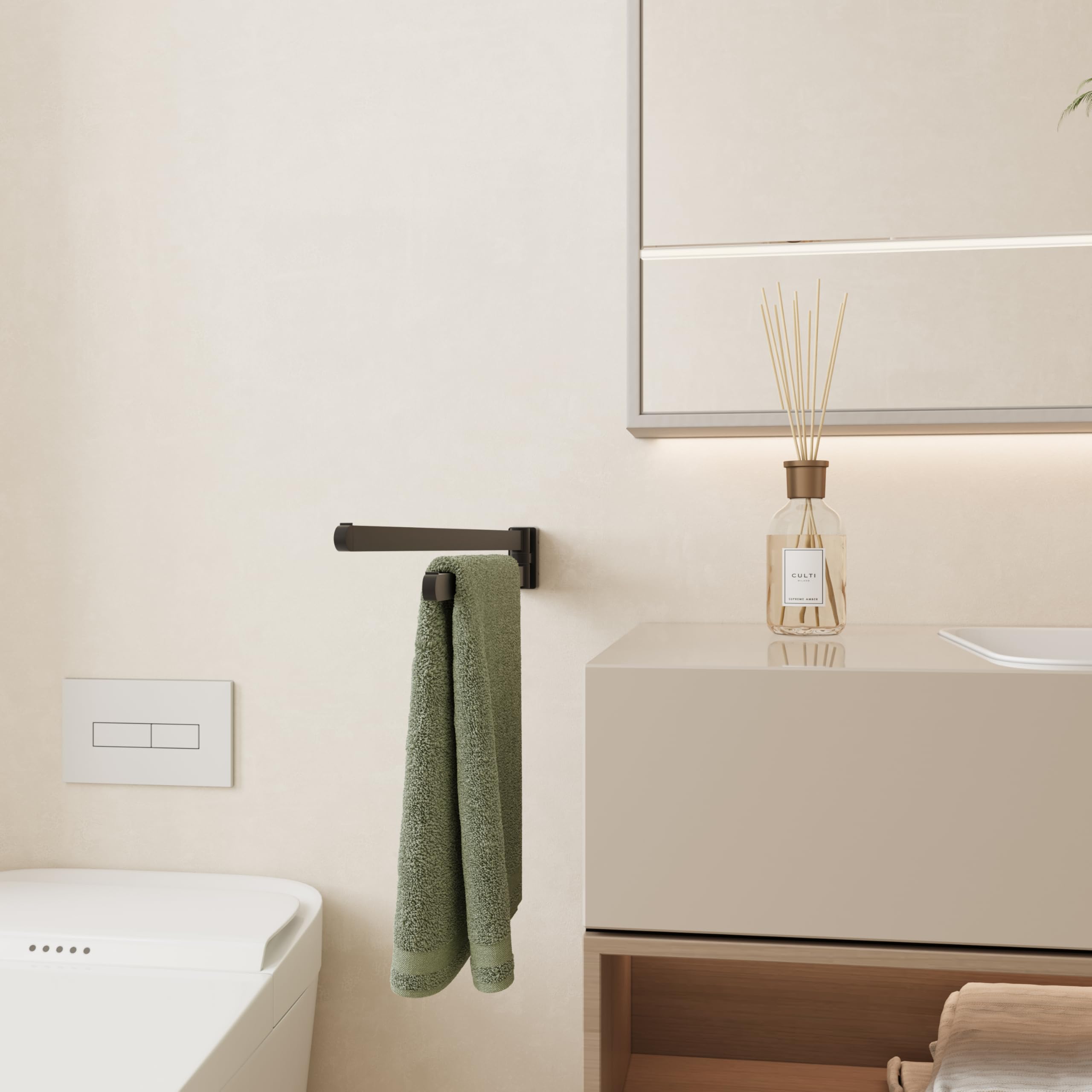 BGL Toallero Giratorio Negro, Organizador de Almacenamiento, Ahorro de Espacio, Soporte de Toalla de Pared Doble Giratorio para baño
