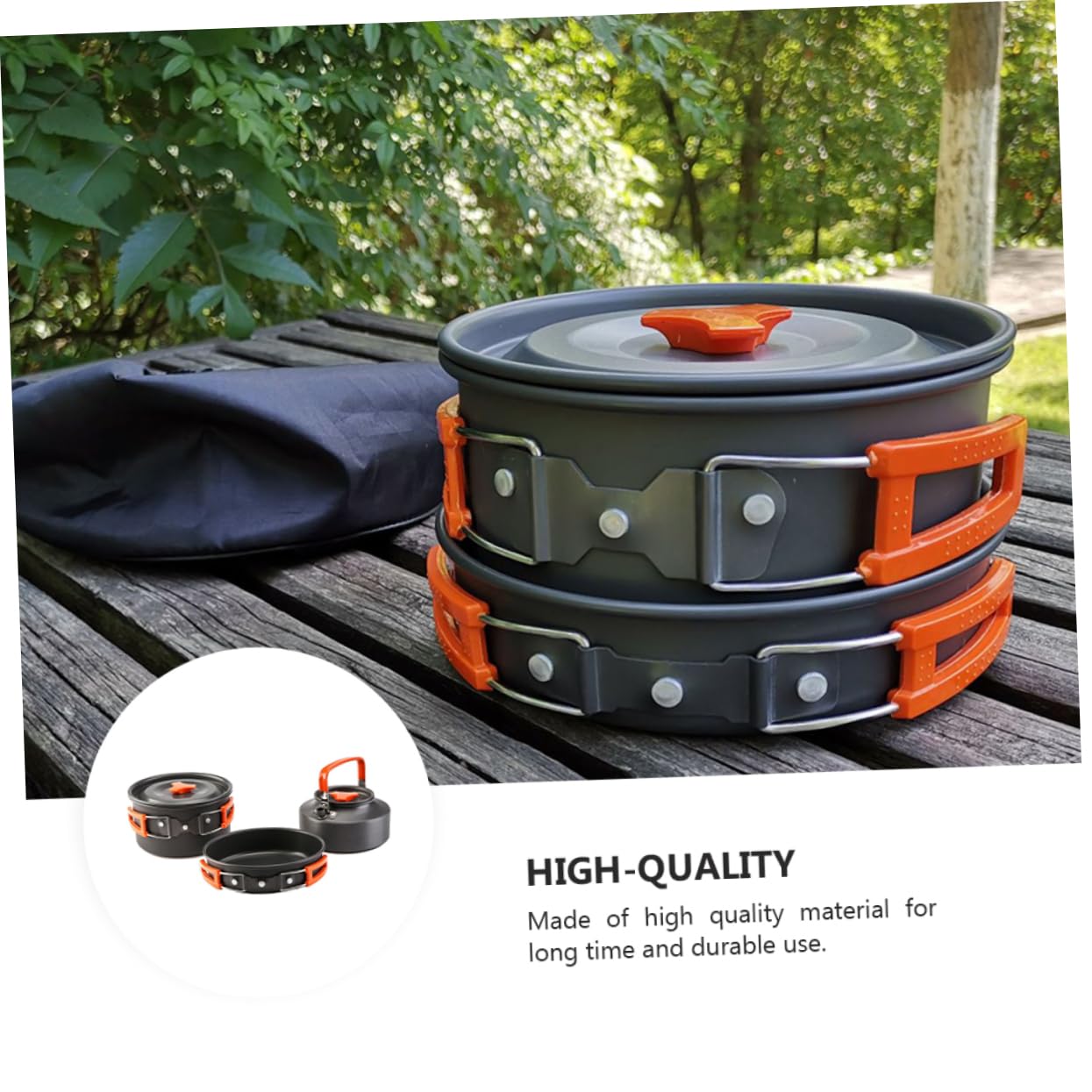 HEMOTON Camping avec Casseroles Ustensiles De Cuisine Portables Couverts Et Bouilloire