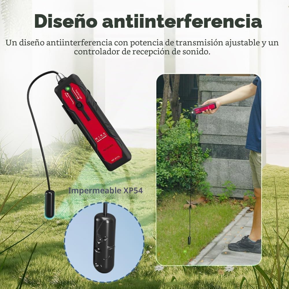 Localizador de cables subterráneos, kit generador de tono de trazador de cables subterráneos con probador de cables de auriculares para localizar vallas de mascotas, cables eléctricos, de
