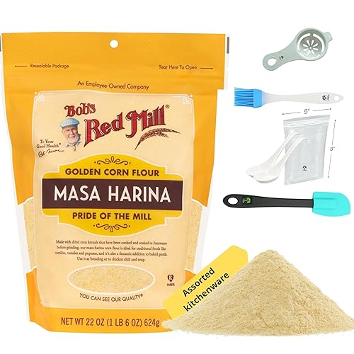 Paquete Golden Masa Harina. Incluye una bolsa de 22 onzas de Bobs Red Mill Masa Harina. La harina de maíz dorado Bobs Red Mill es ideal para