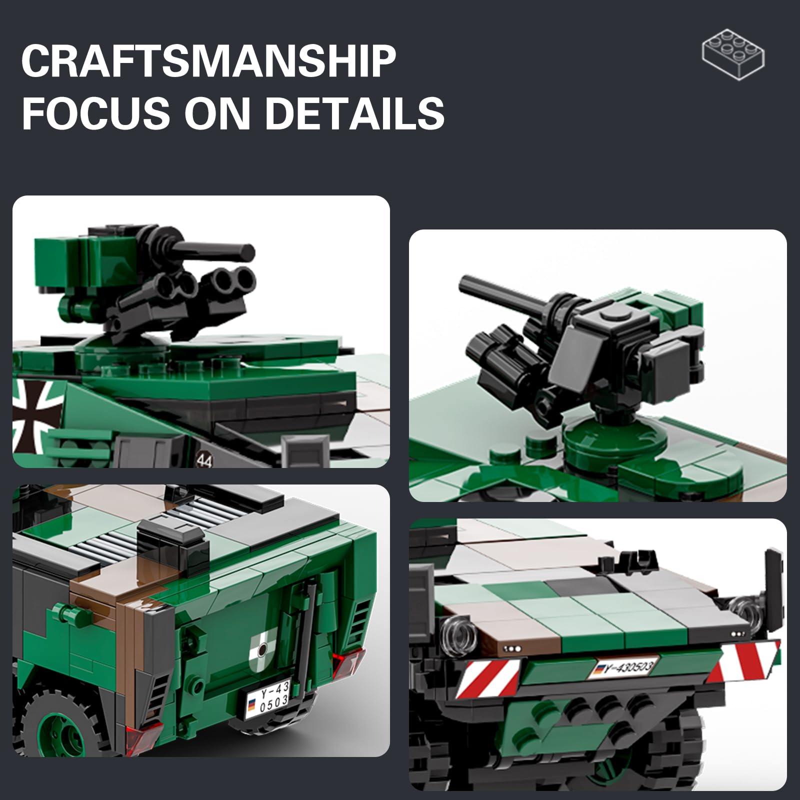 MEIEST Military Vehicle Building Blocks Sets,Armored Model Brick Set Highly Detailed Set for Military Enthusiast Teens and Adults (BOXER ARMORED VEHICLE) - Image 3