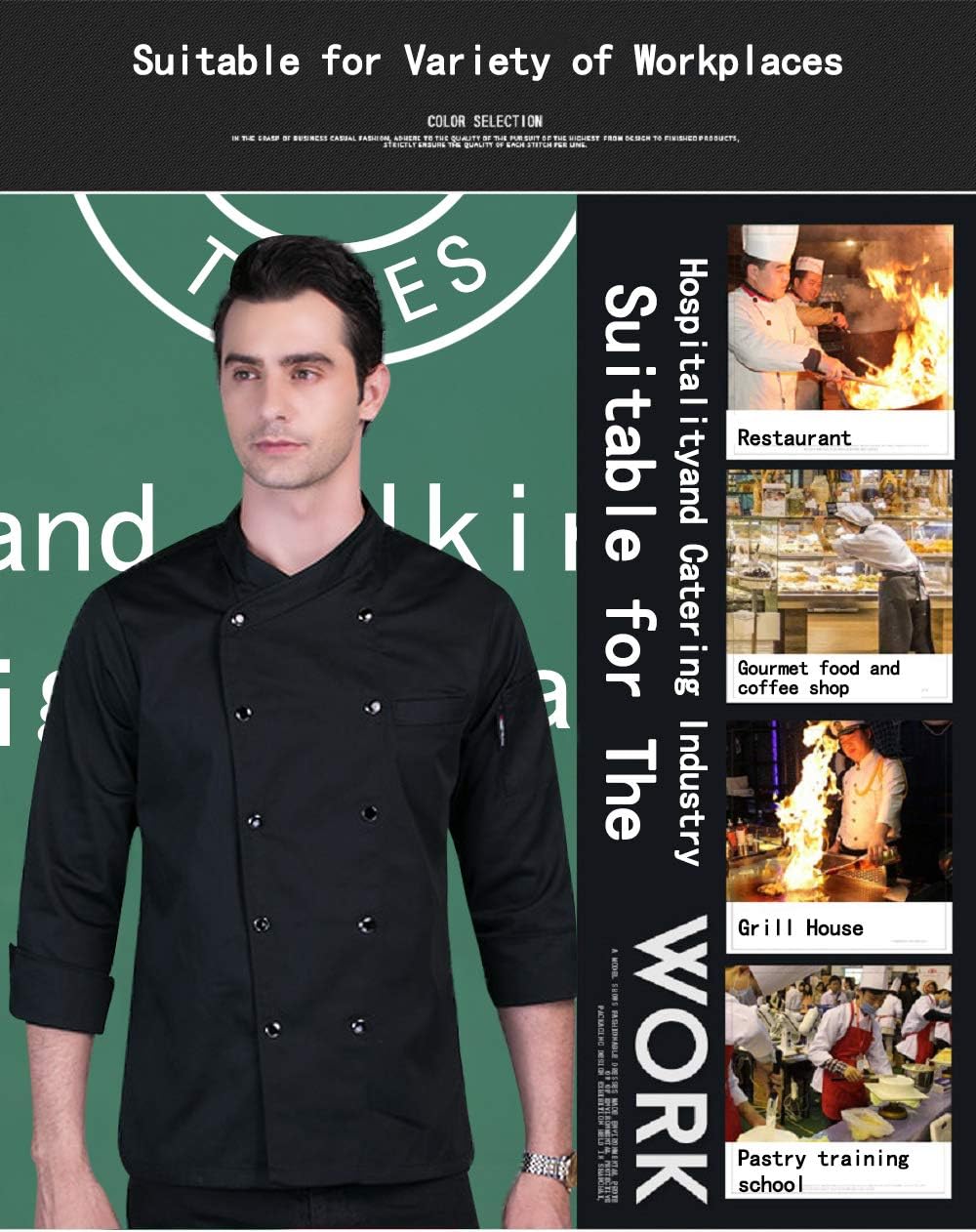 Custom Embroidered Chef Unifrom Personalized Chef Jacket Hotel Kitchen Restaurant Chef Coat