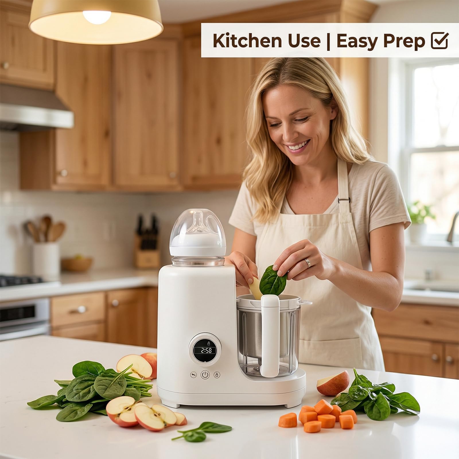 Küchenmaschine für Babys, 300 ml, 300 W, Mixer für Babys, Dampfgaren (B)
