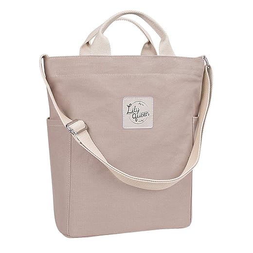 Lily queen Women Canvas Tote Handbags Casual Hobo Shoulder Bag Crossbody (Taupe Grey)