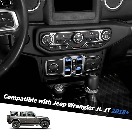 Miniatura 2 de Jimen Cubierta de botón de ventana para JLJT, paquete de 4 cubiertas para interruptor de ventana, accesorios interiores compatibles con Jeep