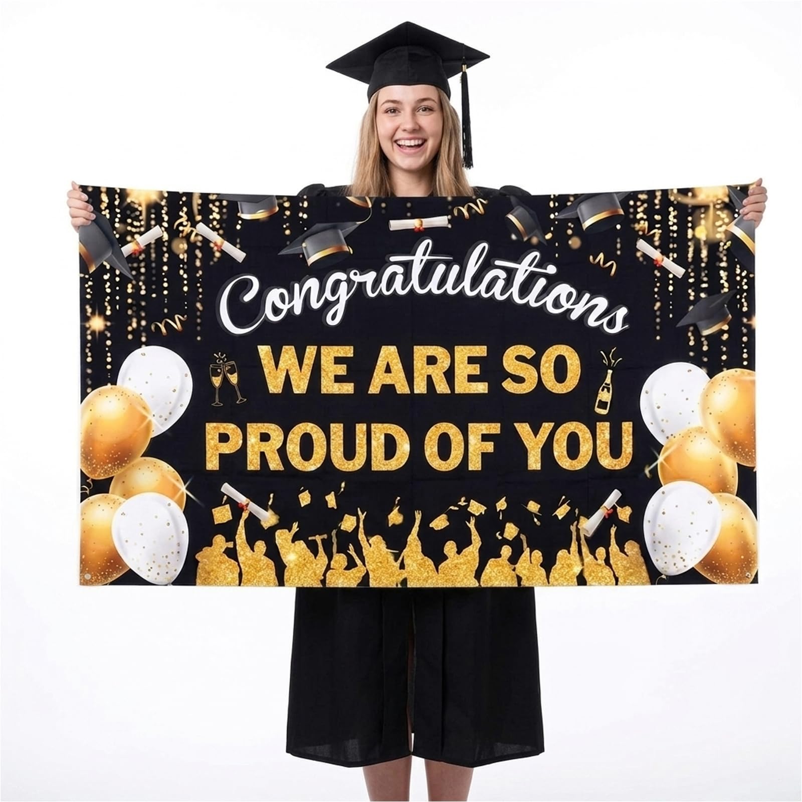 Congratulations Banner, Graduation Banner for Party Decorations, We Are So Proud of You Banner for Celebrations, Well Done Graduation Party Decorations, Congratulations Decorations for Graduates