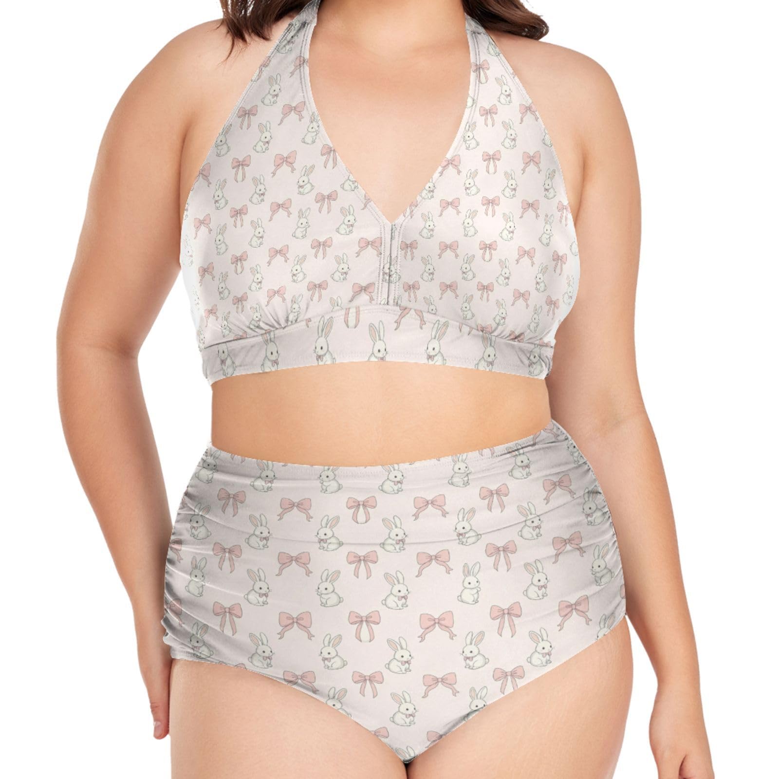 FRODOTGV Curvy - Costume da bagno a due pezzi da donna, taglia L-4XL