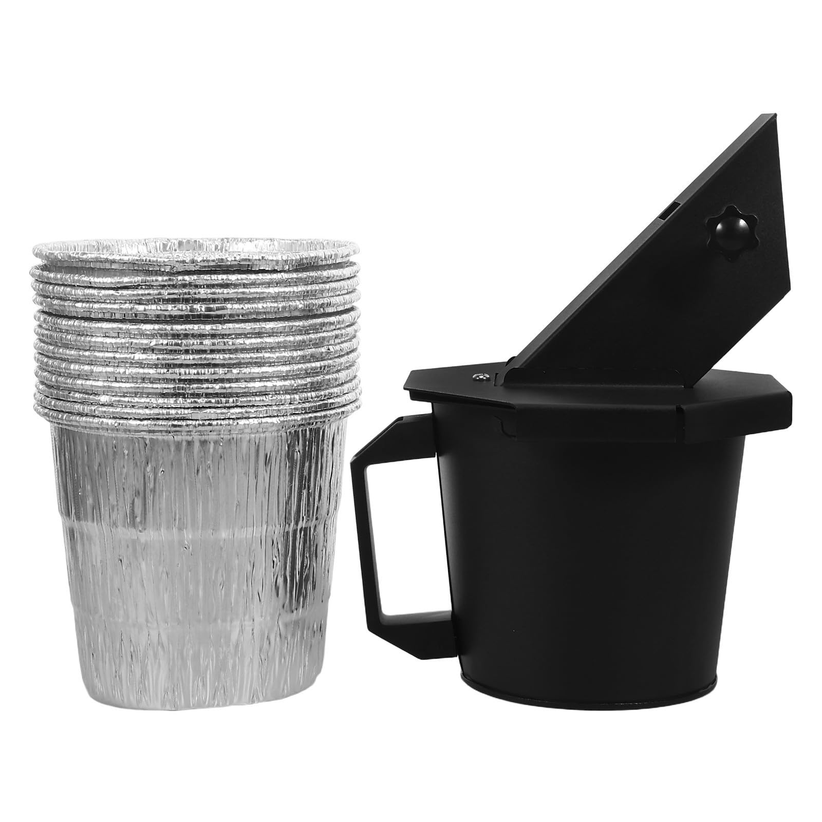 GALPADA Seau à Graisse avec Couvercle 44oz en Métal, 12 Doublures