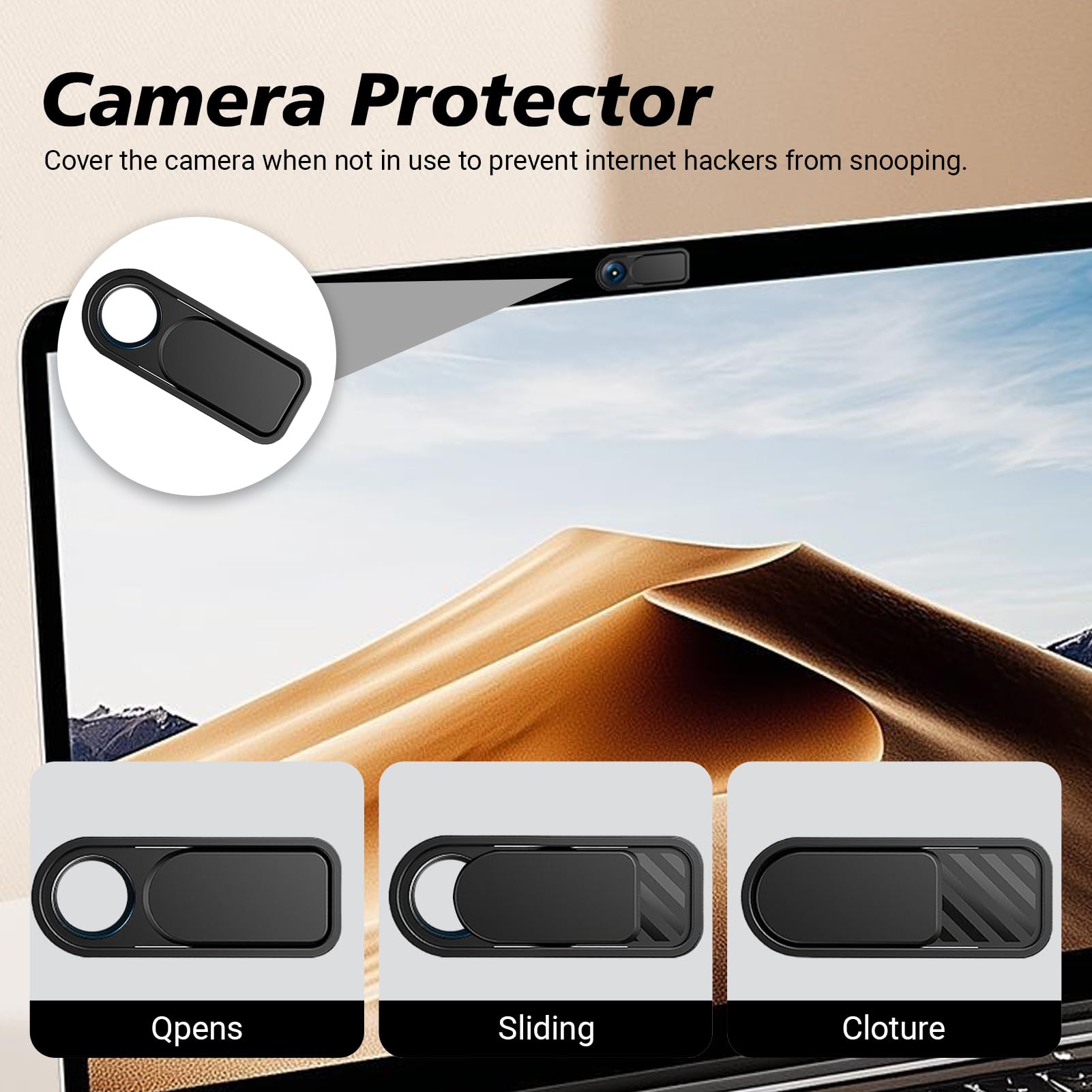 4 Pezzi Copertura Webcam, Copri Webcam per Privacy della Camera del Laptop e del Telefono, Protezione per la Privacy, per Laptop, Computer Portatile, Phone, Tablet, Smartphones, Noteboook (Nero)