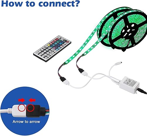 Miniatura 7 de Yiliaw Paquete de 2 tiras de luz LED RGB de 44 teclas, control remoto inalámbrico, atenuador de intensidad infrarroja de repuesto, para tira de luz