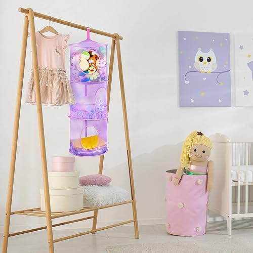 Miniatura 4 de Basumee Red para animales de peluche o hamaca, 2 piezas, red de almacenamiento de juguetes, hamaca de red para peluches, organizador de malla de