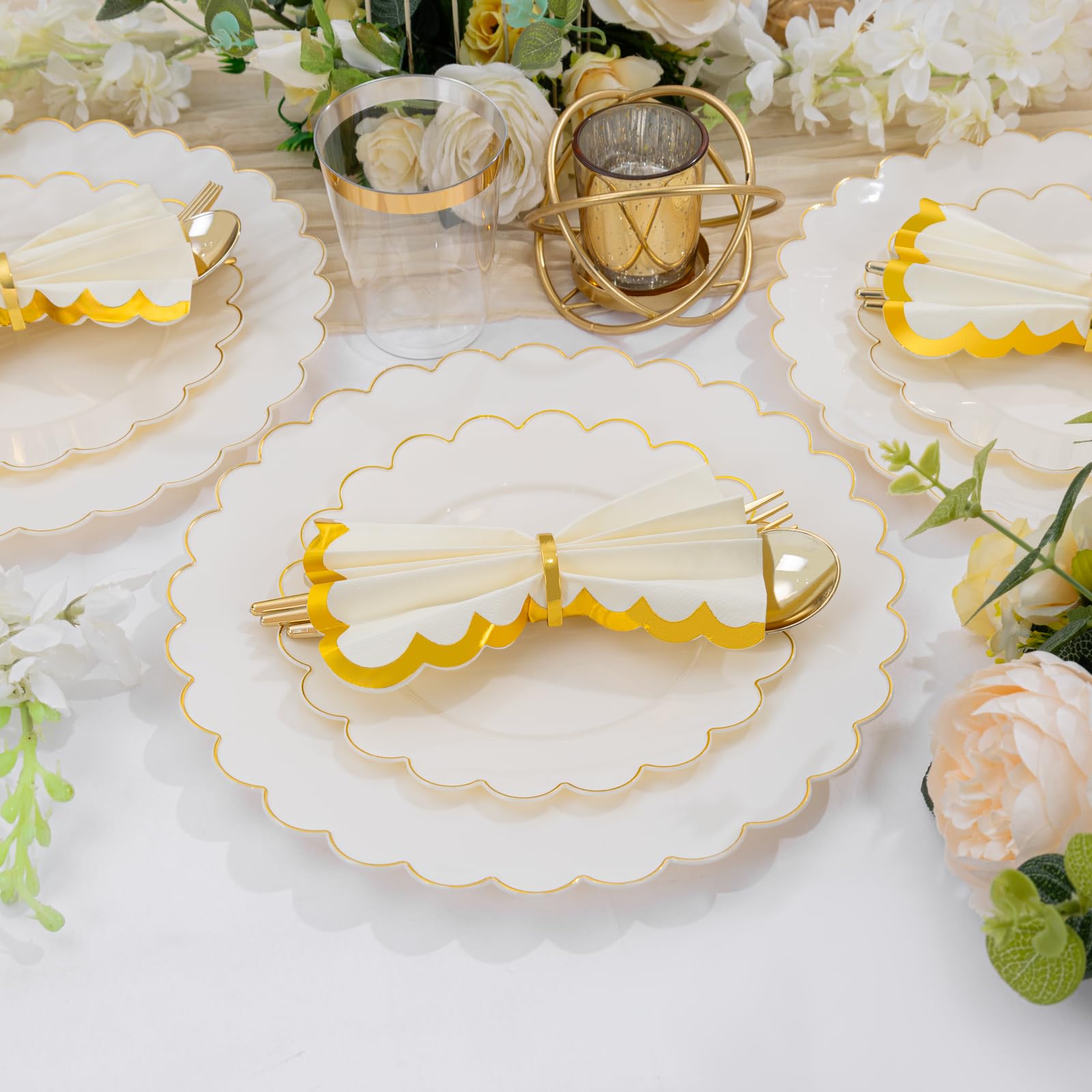 Gold Rim Plates Party Dinnerware Set -8