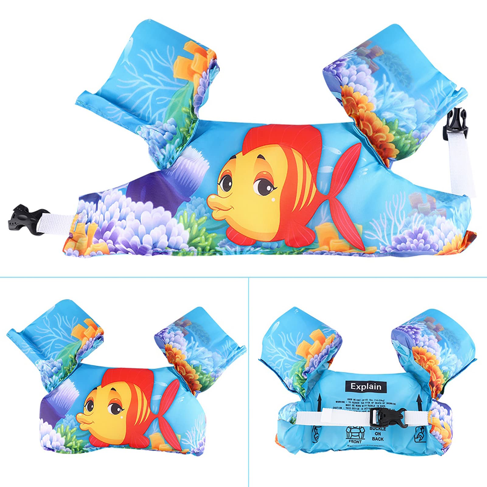 Pwshymi Goldfish Pattern Cartoons Swimsuit Vest Swimming Training Vest Nontoxic Swim Vest Sleeves Floating Sleeves for Beaches for Water Parks, Pwshymiw5c24a1gn8