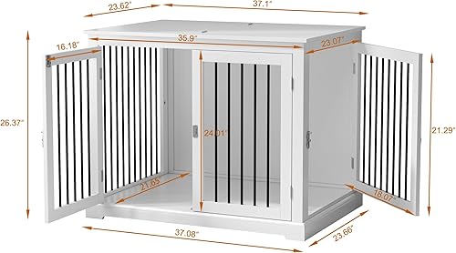 Miniatura 7 de Furniture Style - Jaula para perros con cojín, perrera mediana para mascotas, jaula para perros pequeños y medianos, perrera decorativa con placa