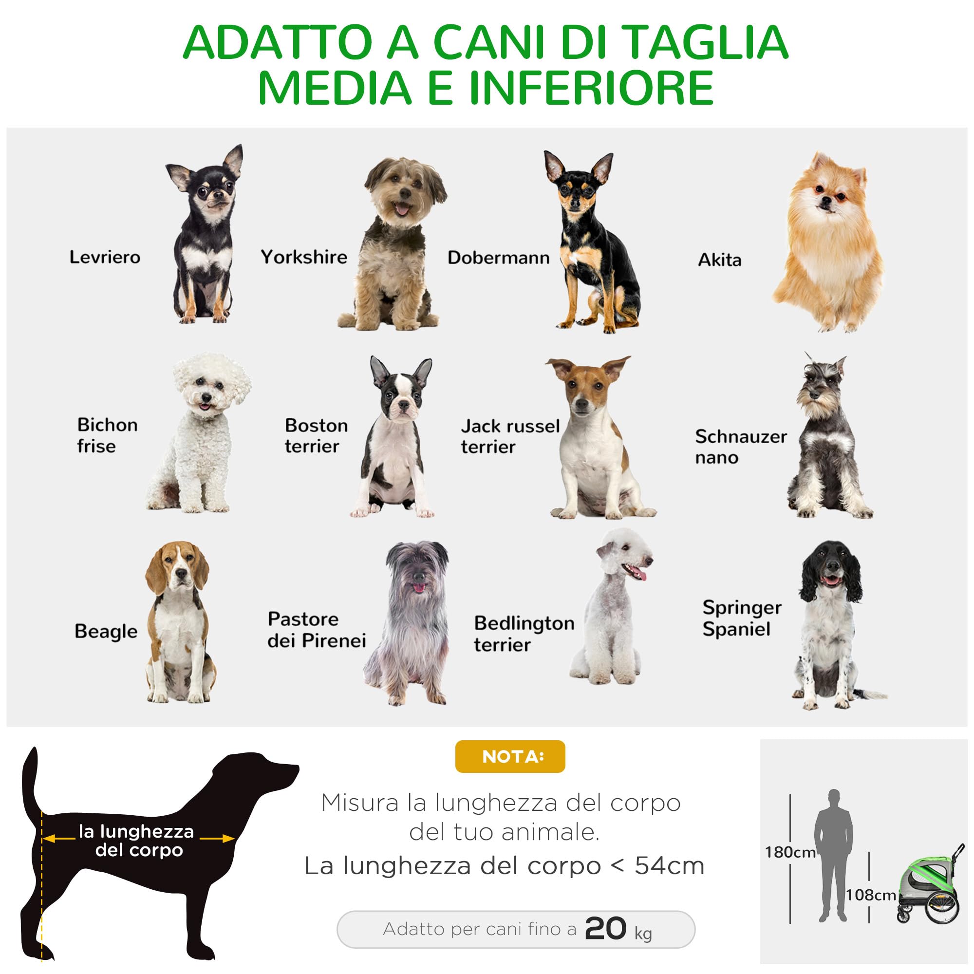 PawHut Rimorchio Bici e Passeggino per Cani 2 in 1, Carrello Bici in Acciaio e Tessuto Oxford con Catarifrangenti e Bandierina