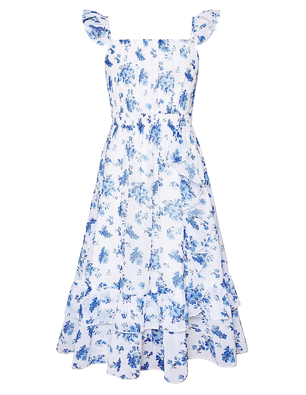 GRACE KARIN Girls Floral Dress Summer Backless Chiffon Sleeveless Casual Boho Maxi Dresses 5-14Y