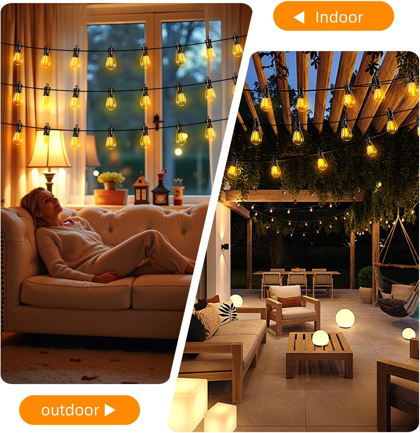 Outdoor Patio String Lights 200ft: S14 LED Shatterproof Bulbs 3 Modes Button Control - Waterproof Connectable Hanging Lights - Garden Backyard Yard Gazebo Porch Party Decorative