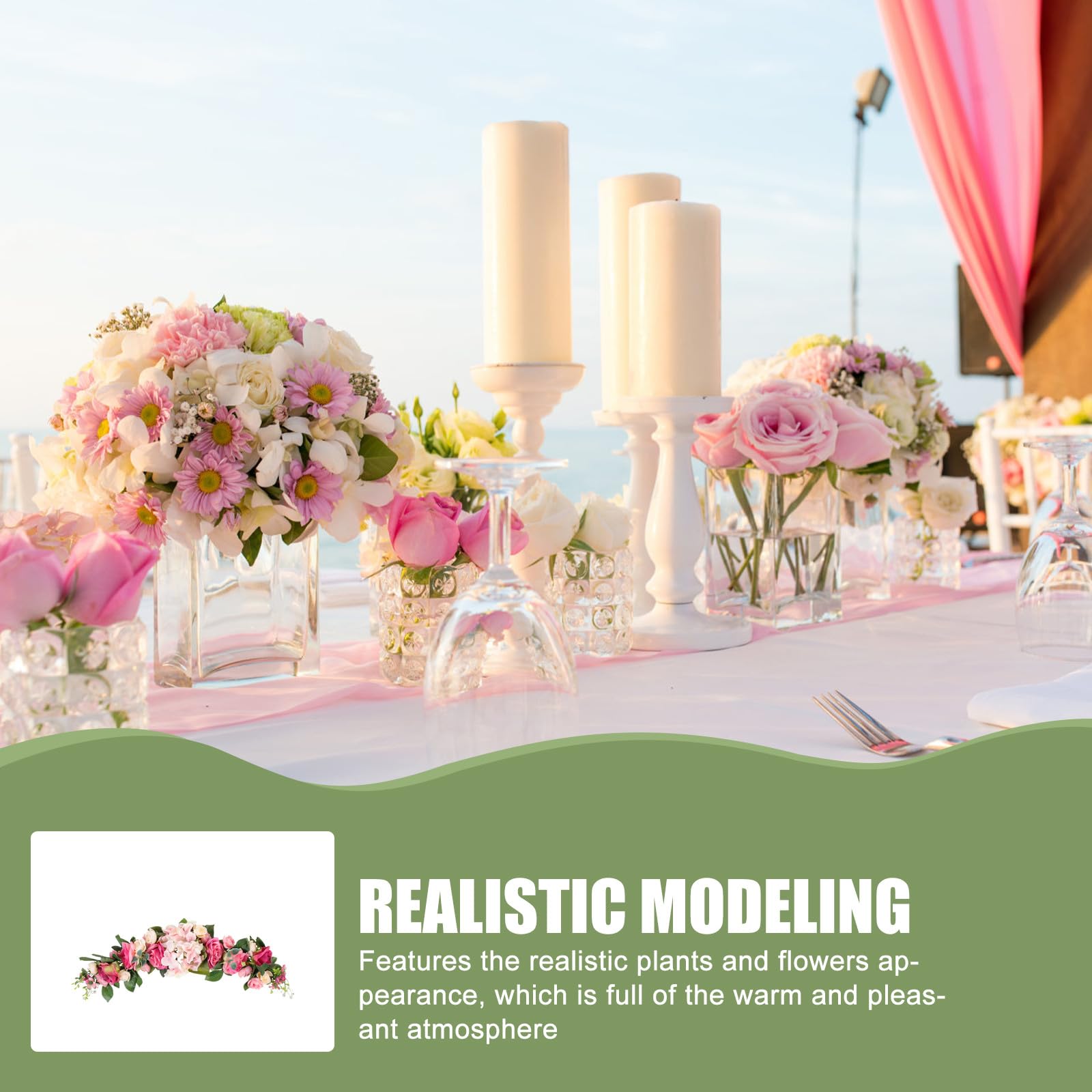 Luxshiny Künstliche Rosenblüten Dekorativer Blumenbogen für Haustür Hochzeitsbogen in Pink Langlebige Kunstblumen für Wohn und Hochzeitsdekoration