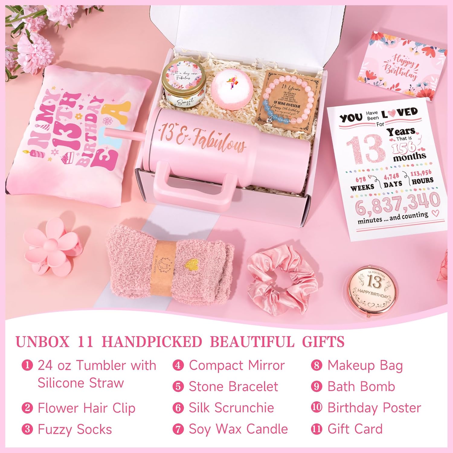 13th Birthday Gifts for Girls, Best Presents for 13 Year Old Girl, 13 Year Old Girl Gifts Ideas for Teen, 13th Birthday Decorations Teen Girls Trendy Stuff - 11 Pieces Best Present for Daughter, Niece - Image 2