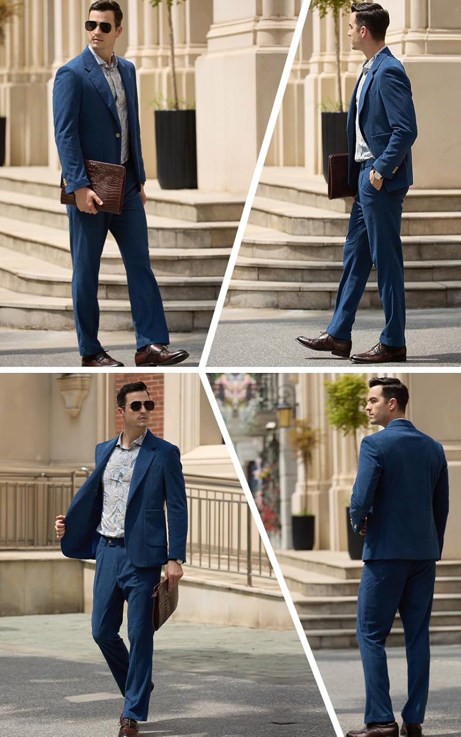 Men's 2 Piece Suits Classic Corduroy 1 Button Dress Suits Tuxedo Jacket Blazer Set for Wedding Business Prom - Image 4