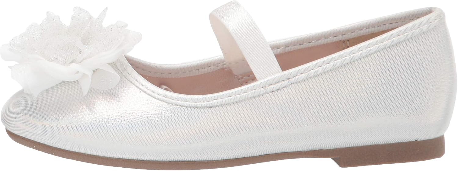 The Children's Place Baby Girls Strap Ballet Flats, White, 7 -Infant