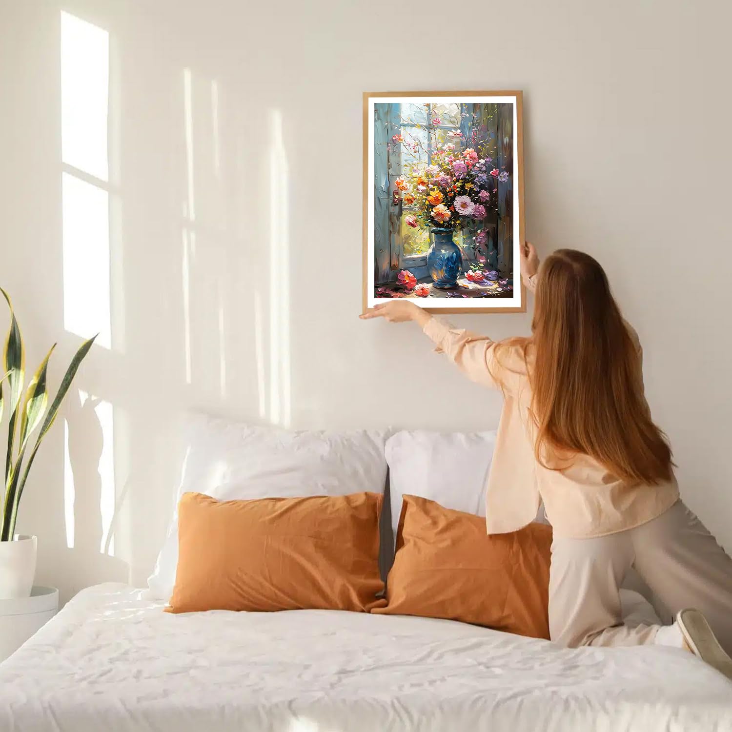 PUCHEN 5D DIY Diamond Art Painting Kit Complet, Fleurs Colorées Dans Un Vase, H, 30 X 40 Cm. Diamant Peinture Broderie Point De Croix Diamond Art Painting Kits Pour Maison Bureau Décoration