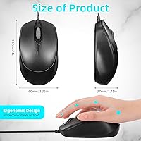Vista 2 de Sherr Ratones de computadora USB con cable negro, 10 piezas, DPI ajustable 800/1200/1600, mouse con cable de 4 botones para oficina en casa
